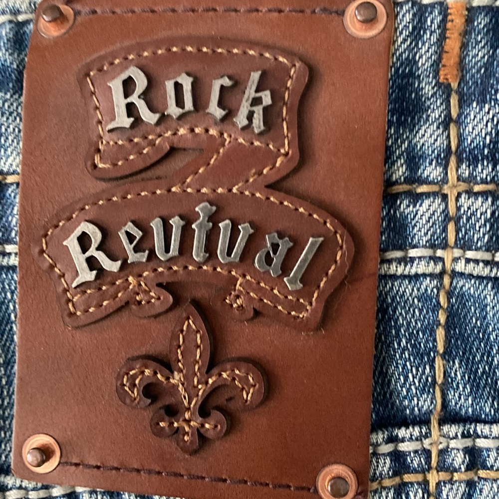 Vintage men’s Rock Revival denim Mick boot cut jeans size 36x30 - Picture 4 of 15